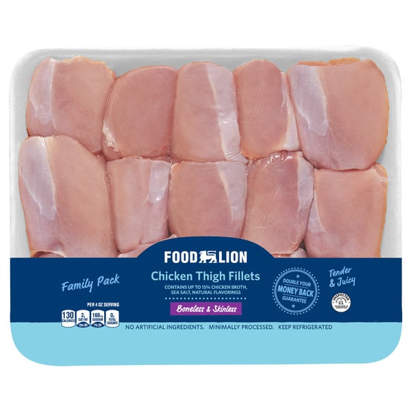 Fresh Chicken & Turkey Food Lion Boneless Skinless Thighs - Family Pack hero