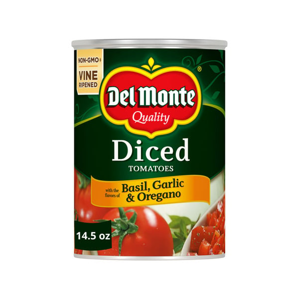 Canned & Jarred Vegetables Del Monte Diced Tomatoes Diced with the Flavors of Basil Garlic & Oregano hero