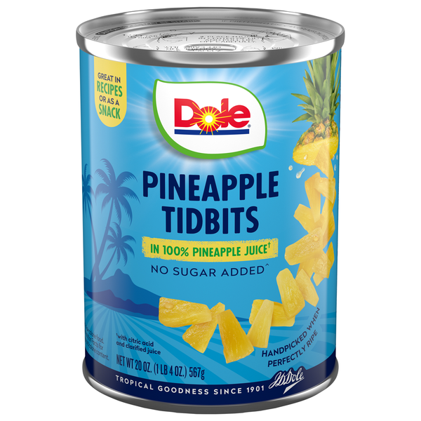 Canned Fruit & Applesauce Dole Pineapple Tidbits in Pineapple Juice hero