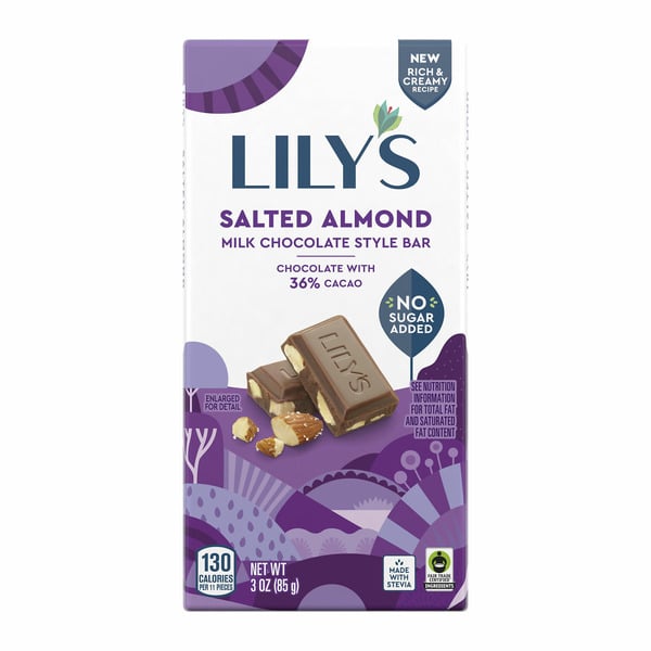 Candy & Chocolate Lily's Salted Almond Milk Chocolate Style No Sugar Added Sweets hero