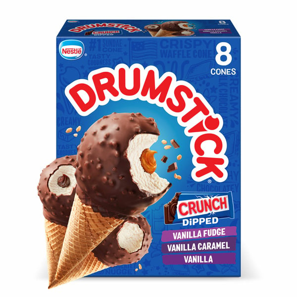 Novelty Desserts Drumstick Crunch Dipped Ice Cream Cones Variety Pack hero