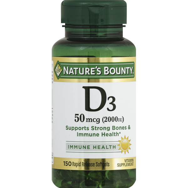 Vitamins & Supplements Nature's Bounty Vitamin D3, 50 mcg, Rapid Release Softgels hero