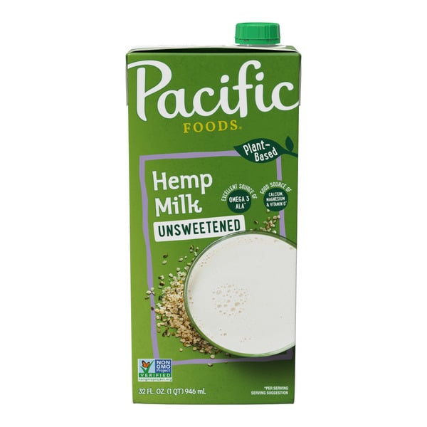 Shelf-Stable Milks Pacific Foods Unsweetened Hemp Milk hero