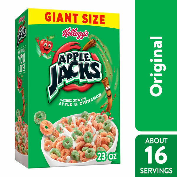 Cereal Kellogg's Apple Jacks Breakfast Cereal, Kids Snacks, Family Breakfast, Original hero