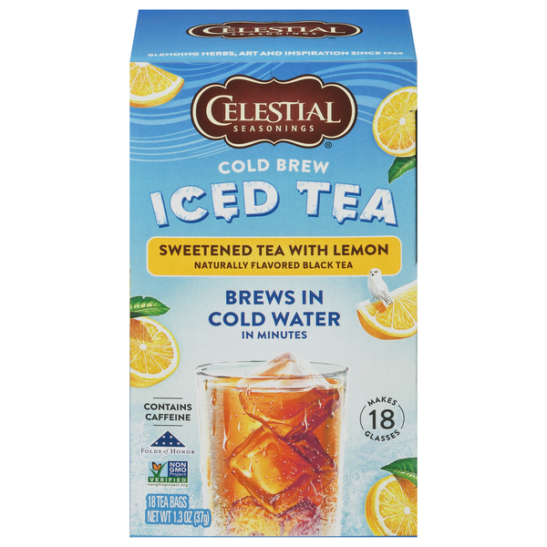 Tea Celestial Seasonings Iced Tea, Cold Brew, Sweetened Tea with Lemon, Bags hero