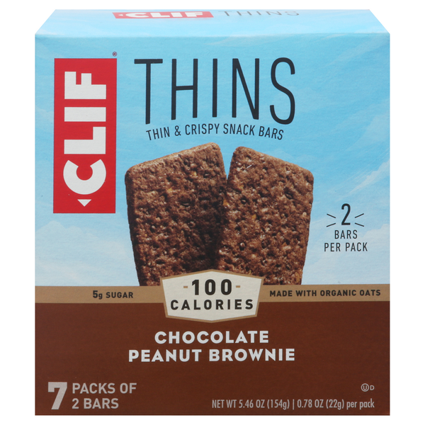 Energy & Granola Bars CLIF BAR Snack Bars, Chocolate Peanut Brownie, Thin & Crispy, 7 Pack hero