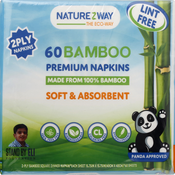 Paper Goods Naturezway Napkins, Premium, Bamboo, 2 Ply, Value Pack hero