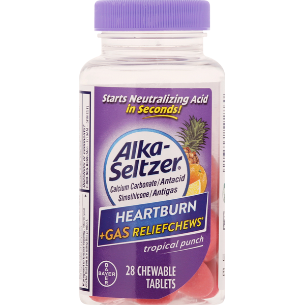 Alka-Seltzer Heartburn + Gas, Tropical Punch, Chewable Tablets hero