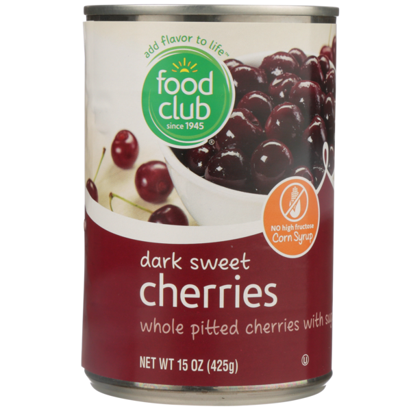 Canned Fruit & Applesauce Food Club Dark Sweet Whole Pitted Cherries With Sugar hero