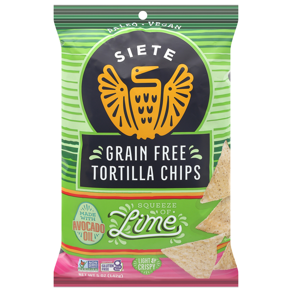 Chips & Pretzels Siete Tortilla Chips, Grain Free, Squeeze of Lime hero