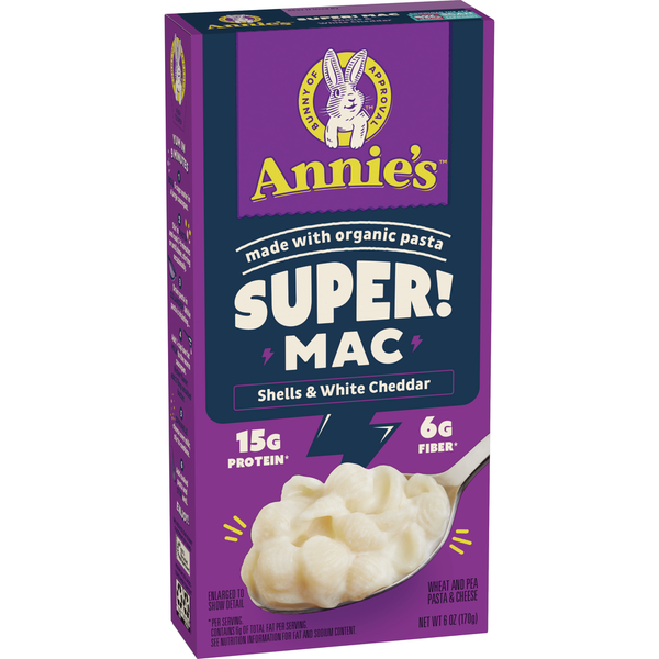 Instant Foods Annie's Super! Mac Shells and White Cheddar Macaroni And Cheese hero