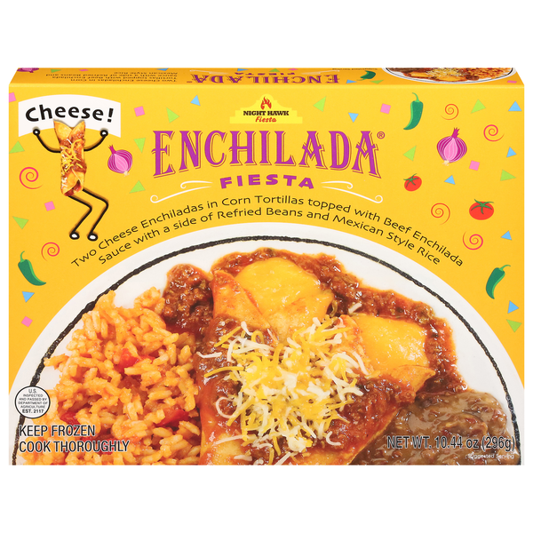 Frozen Meals Night Hawk Enchilada, Fiesta, Cheese hero