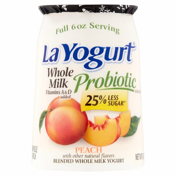 Yogurt La Yogurt Probiotic Peach Blended Whole Milk Yogurt hero