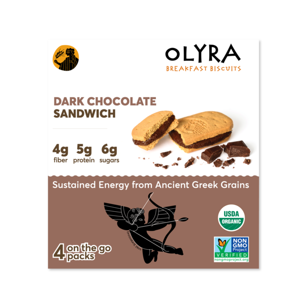 Candy & Chocolate Olyra Dark Chocolate, Sandwich Breakfast Biscuits hero