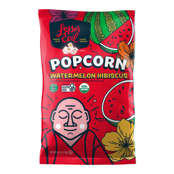 Popcorn & Jerky LesserEvil Organic Popcorn, Watermelon Hibiscus hero