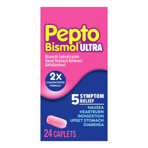 Cold, Flu & Allergy Pepto-Bismol Ultra Caplets, Upset Stomach 5 Symptom Fast Relief hero