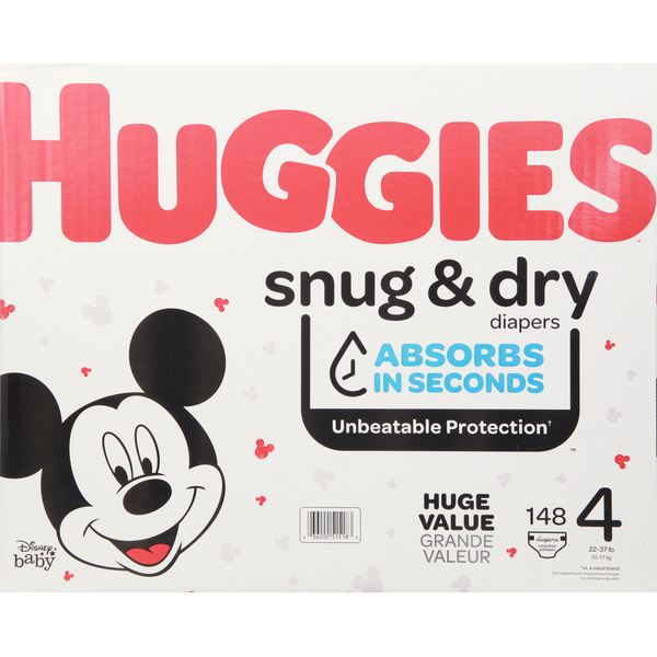 Diapers & Wipes Huggies Snug & Dry Baby Diapers, Size 4 (22-37 lbs) hero