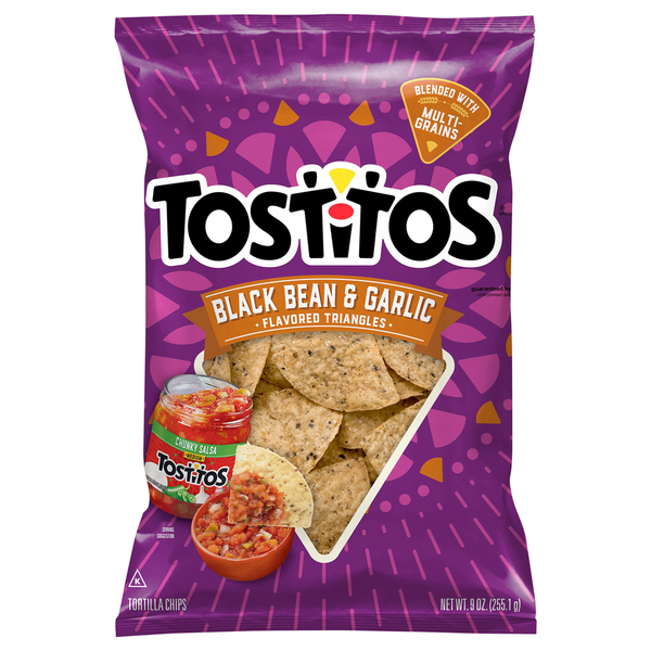 Chips & Pretzels Tostitos Tortilla Chips, Black Bean & Garlic hero