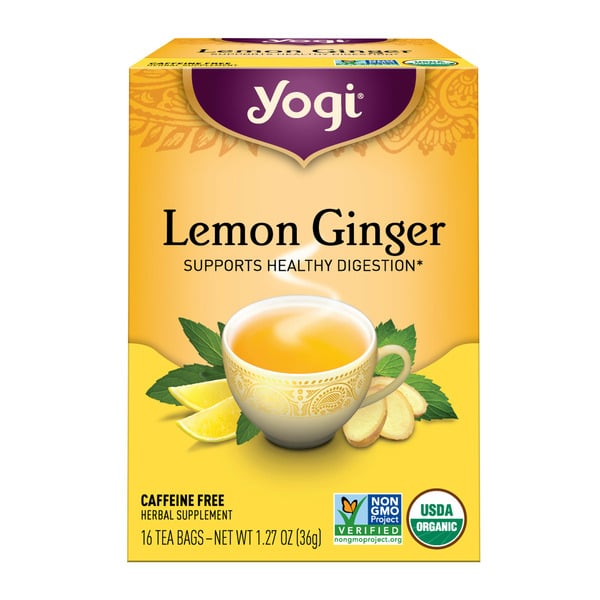 Tea (Loose, Bags and Pods) Yogi Tea Herbal Tea, Lemon Ginger, Supports Digestion, Caffeine Free hero