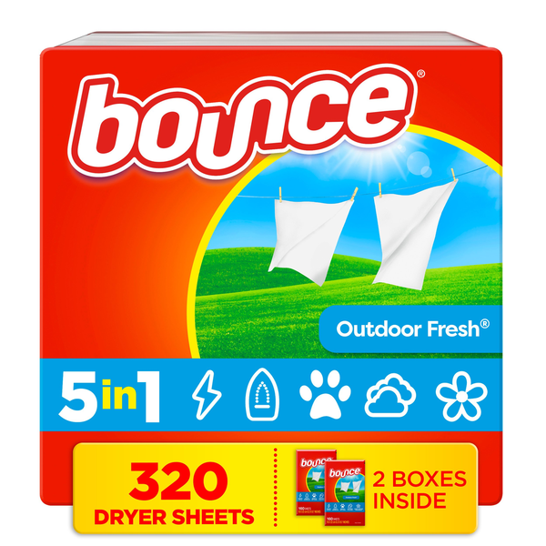 Laundry Bounce Outdoor Fresh Scented Fabric Softener Dryer Sheets, Outdoor Fresh hero