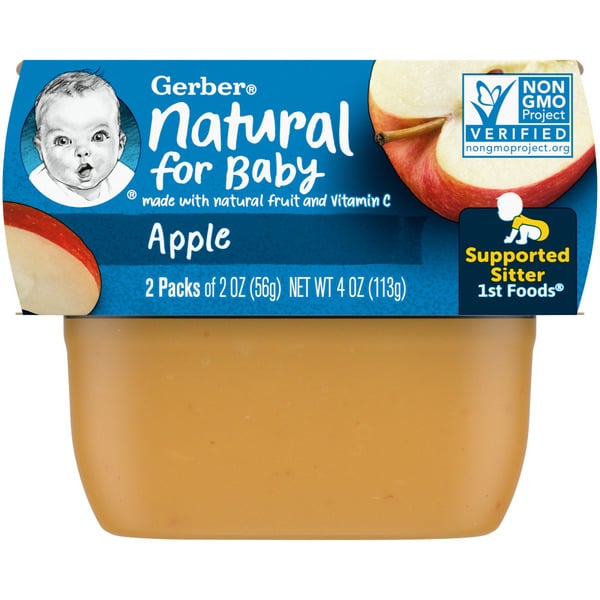 Baby Food & Formula Gerber Baby Food Apple Puree Clean Label Project Tubs hero