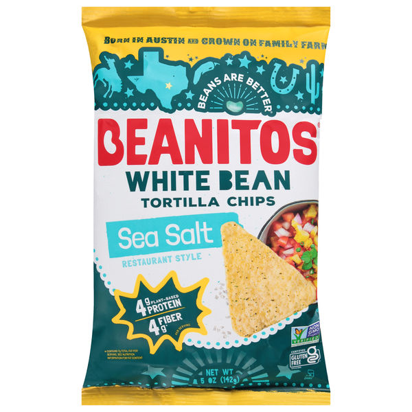 Chips & Pretzels Beanitos Tortilla Chips, Sea Salt, White Bean hero