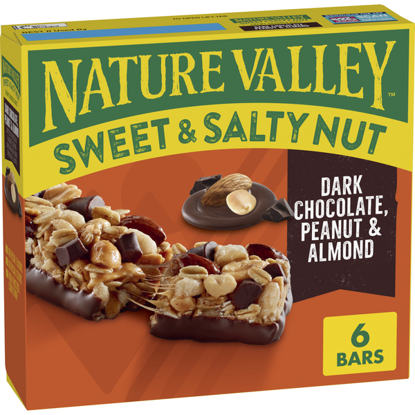 Breakfast Bars & Pastries Nature Valley Dark Chocolate Peanut Almond Sweet and Salty Nut Bars hero