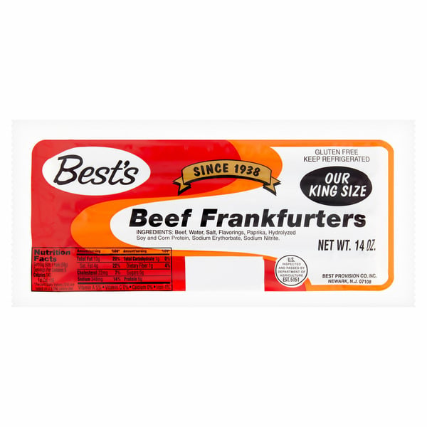 Packaged Meat Best's King Size Beef Frankfurters hero