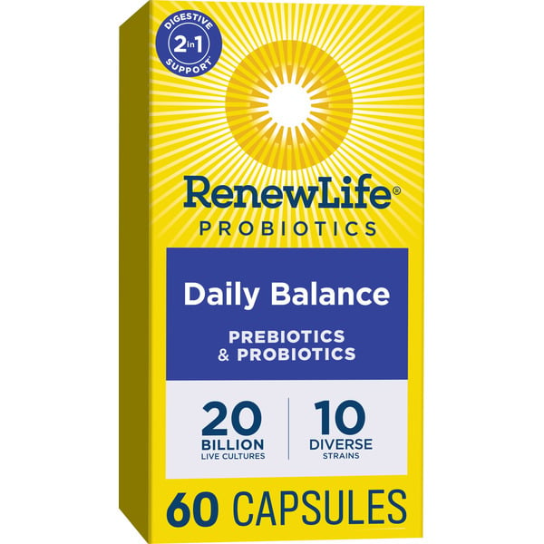 Vitamins & Supplements Renew Life Daily Balance, Prebiotics & Probiotics, 20 Billion CFU Per Serving, 10 Strains hero