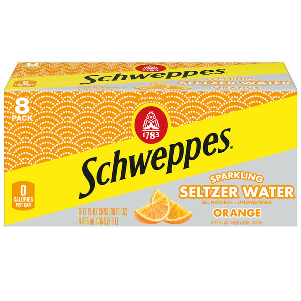 Water, Seltzer & Sparkling Water Schweppes Orange Sparkling Water Beverage hero