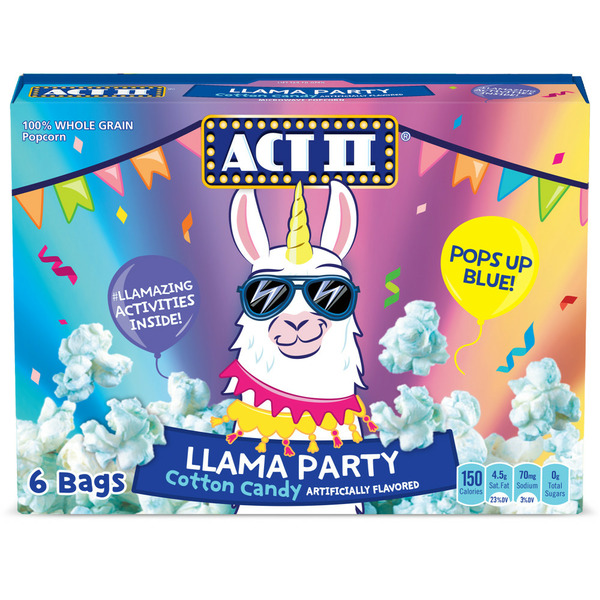 Candy & Chocolate Act II Llama Party Cotton Candy Flavored Microwave Popcorn hero