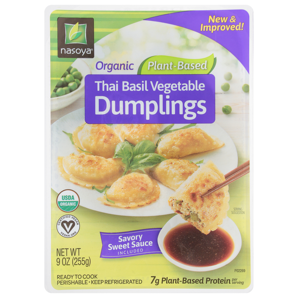 Organic Produce Nasoya Dumplings, Organic, Plant-Based, Thai Basil Vegetable hero