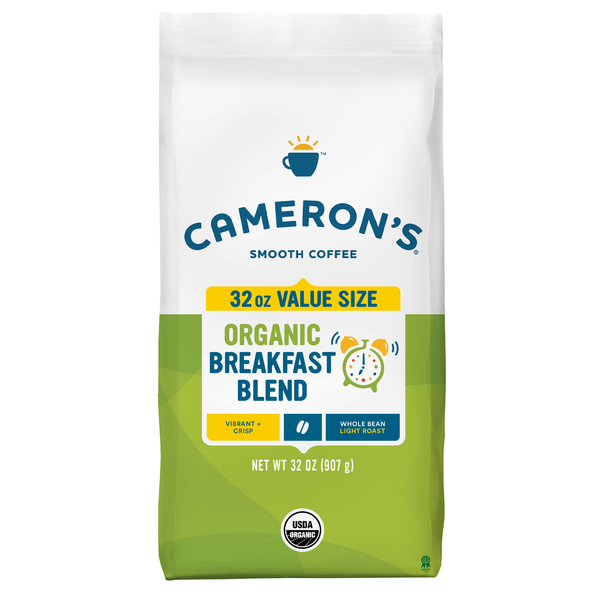 Coffee Cameron's Coffee, Organic, Whole Bean, Light Roast, Breakfast Blend hero