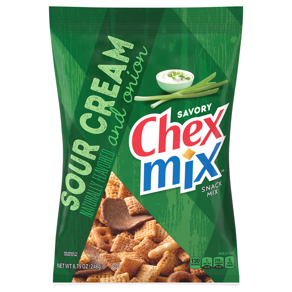 Chips & Pretzels Chex Mix Snack Mix, Sour Cream and Onion, Savory hero