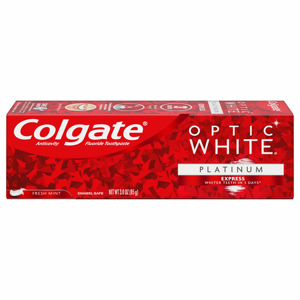 Oral Hygiene Colgate Optic White Platinum Teeth Whitening Toothpaste, Fresh Mint hero