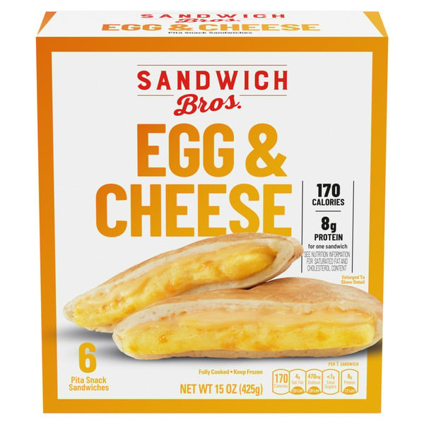 Breakfast Sandwich Bros. Pita Snack Sandwiches, Egg & Cheese hero