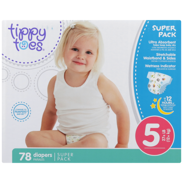 Diapers & Wipes Tippy Toes Super Pack Diapers, 5 27+ Lb hero