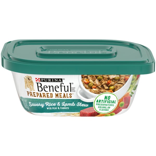 Water, Seltzer, Sparkling Water Purina Beneful High Protein Wet Dog Food With Gravy, Prepared Meals Savory Rice & Lamb Stew hero