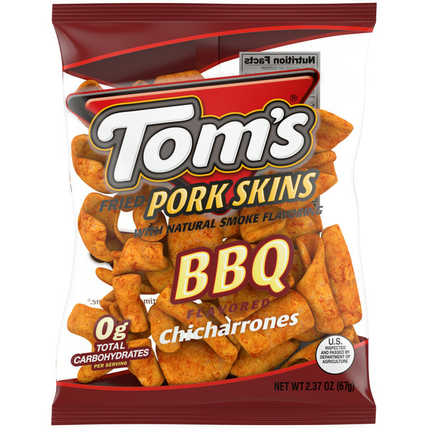 Chips & Pretzels Tom's BBQ Chicharrones Pork Skins hero