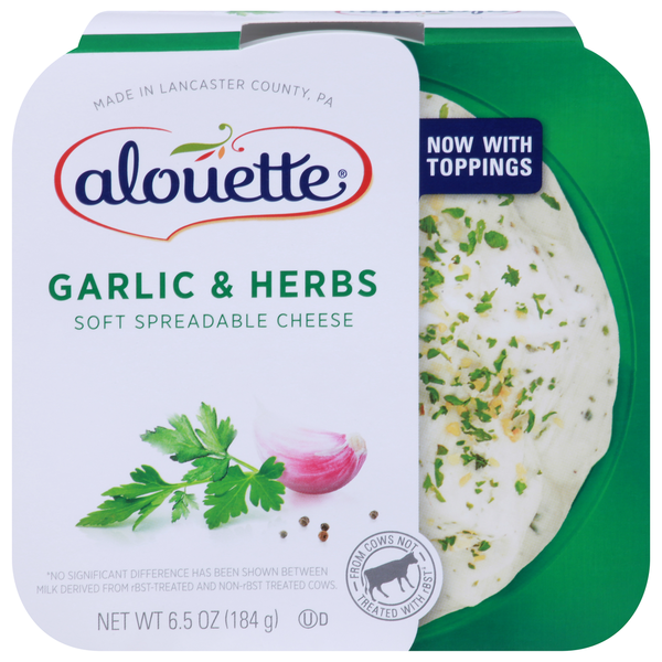 Packaged Cheese Alouette Spreadable Cheese, Soft, Garlic & Herbs hero