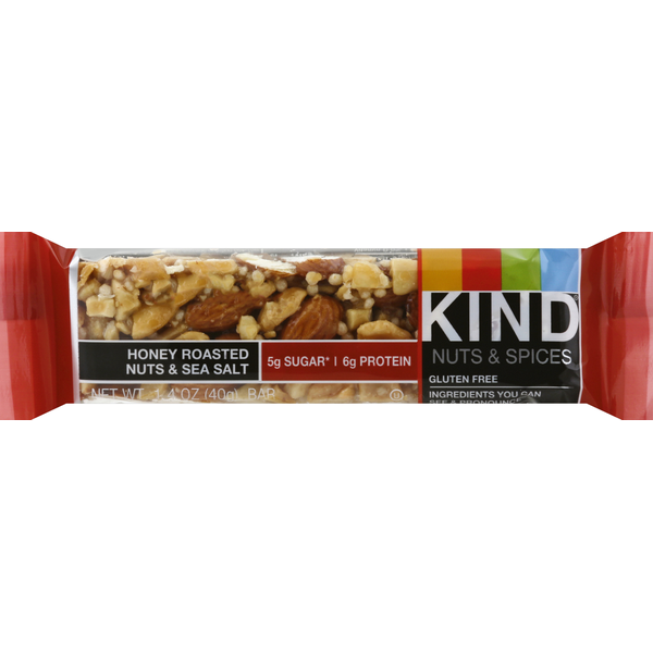 Protein & Nutritional Bars KIND Nuts & Spice Bar, Honey Roasted Nuts & Sea Salt hero