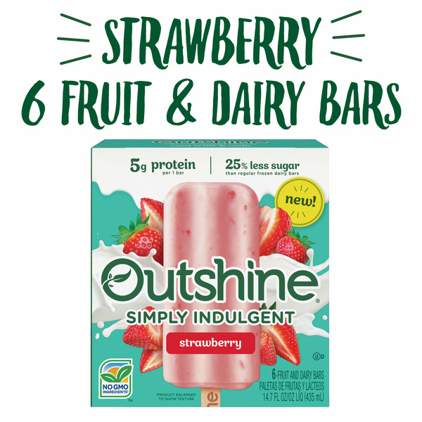 Frozen Dessert Outshine Simply Indulgent Strawberry Frozen Fruit And Dairy Bars, 6 Count hero