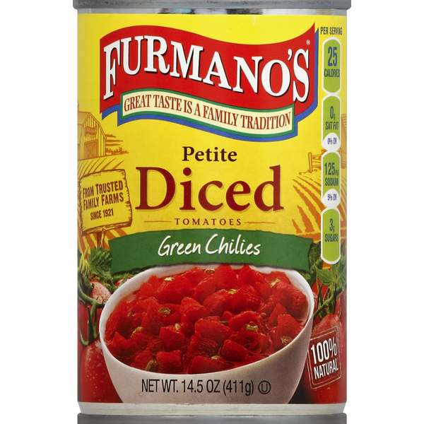 Canned & Jarred Vegetables Furmano's Tomatoes, Green Chilies, Petite Diced hero