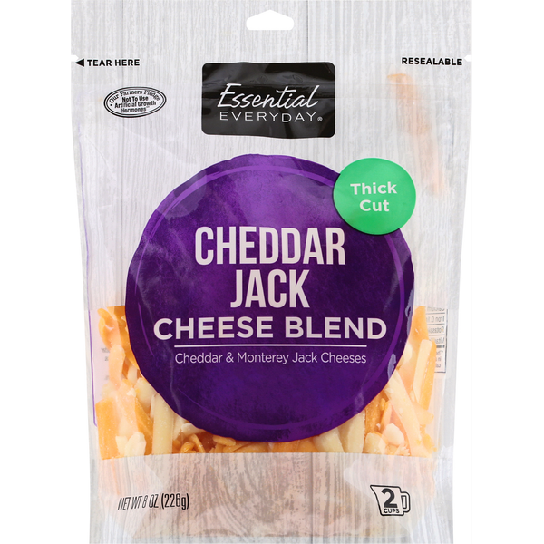 Packaged Cheese Essential Everyday Cheese Blend, Cheddar Jack, Thick Cut hero