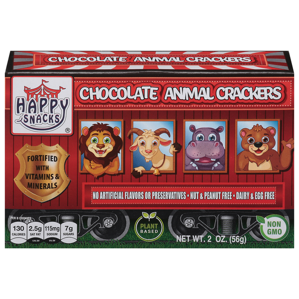 Cookies & Cakes Happy Snacks Animal Crackers, Chocolate hero