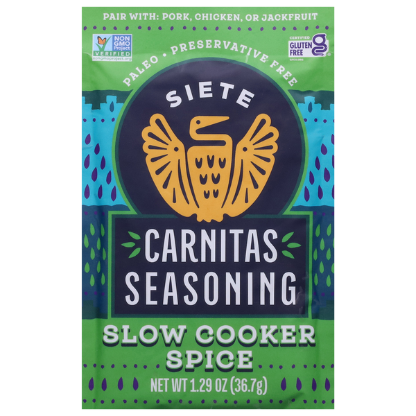 Latino Foods Siete Carnitas Seasoning, Slow Cooker Spice hero