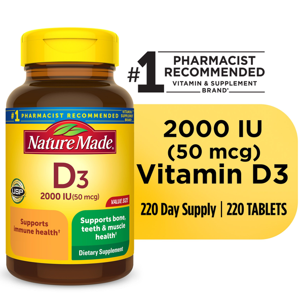 Vitamins & Supplements Nature Made Vitamin D3 2000 IU (50 mcg) Tablets hero