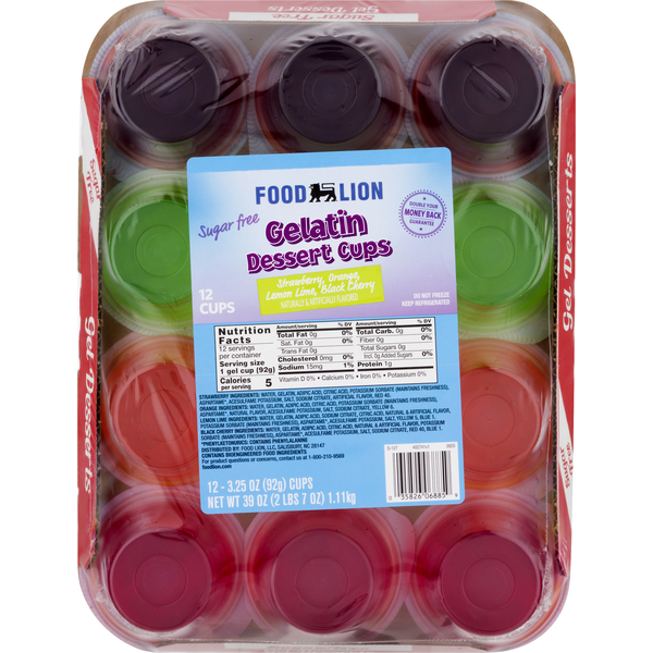 Refrigerated Pudding & Desserts Food Lion Gelatin Dessert, Sugar Free, Strawberry/Orange/Lemon-Lime/Black Cherry hero