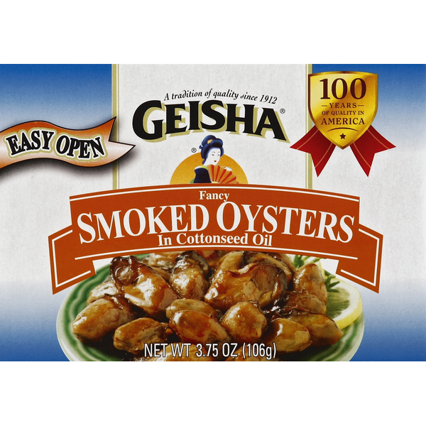 Canned Meat & Seafood Geisha Fancy Smoked Oysters in Cottonseed Oil hero