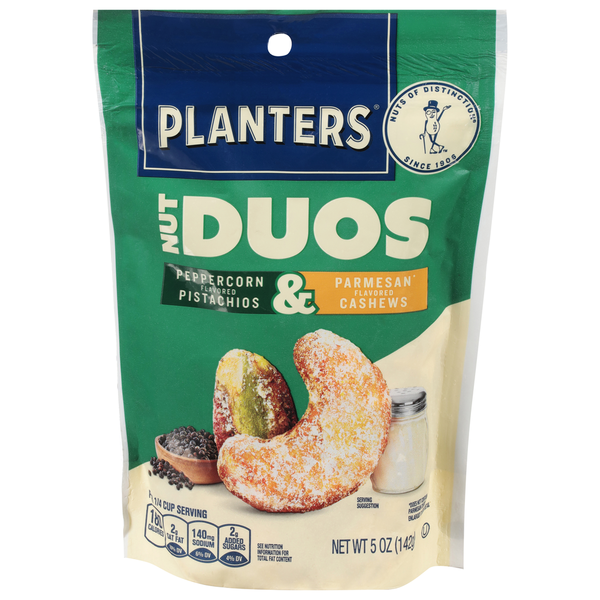 Planters Pistachios & Cashews, Peppercorn/Parmesan Flavor hero